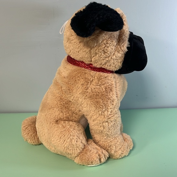 Peek-A-Boo Toys Plush Stuffed Pug Dog with Red Collar, Size 13”, Kid plush toy - Picture 2 of 8